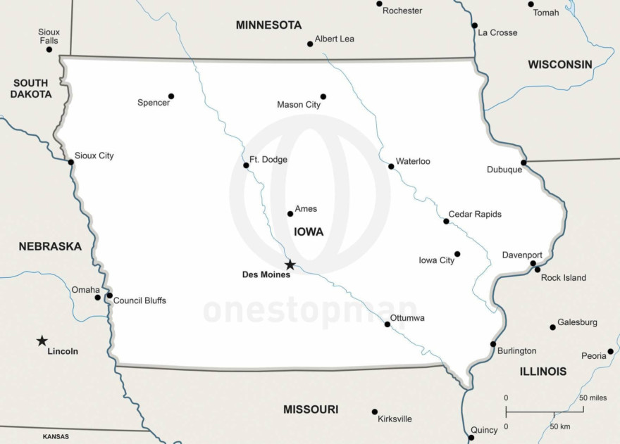 Vector map of Iowa political
