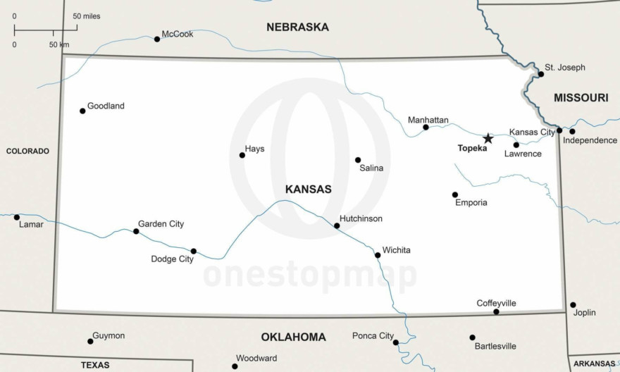 Vector map of Kansas political
