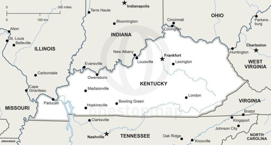 Vector map of Kentucky political