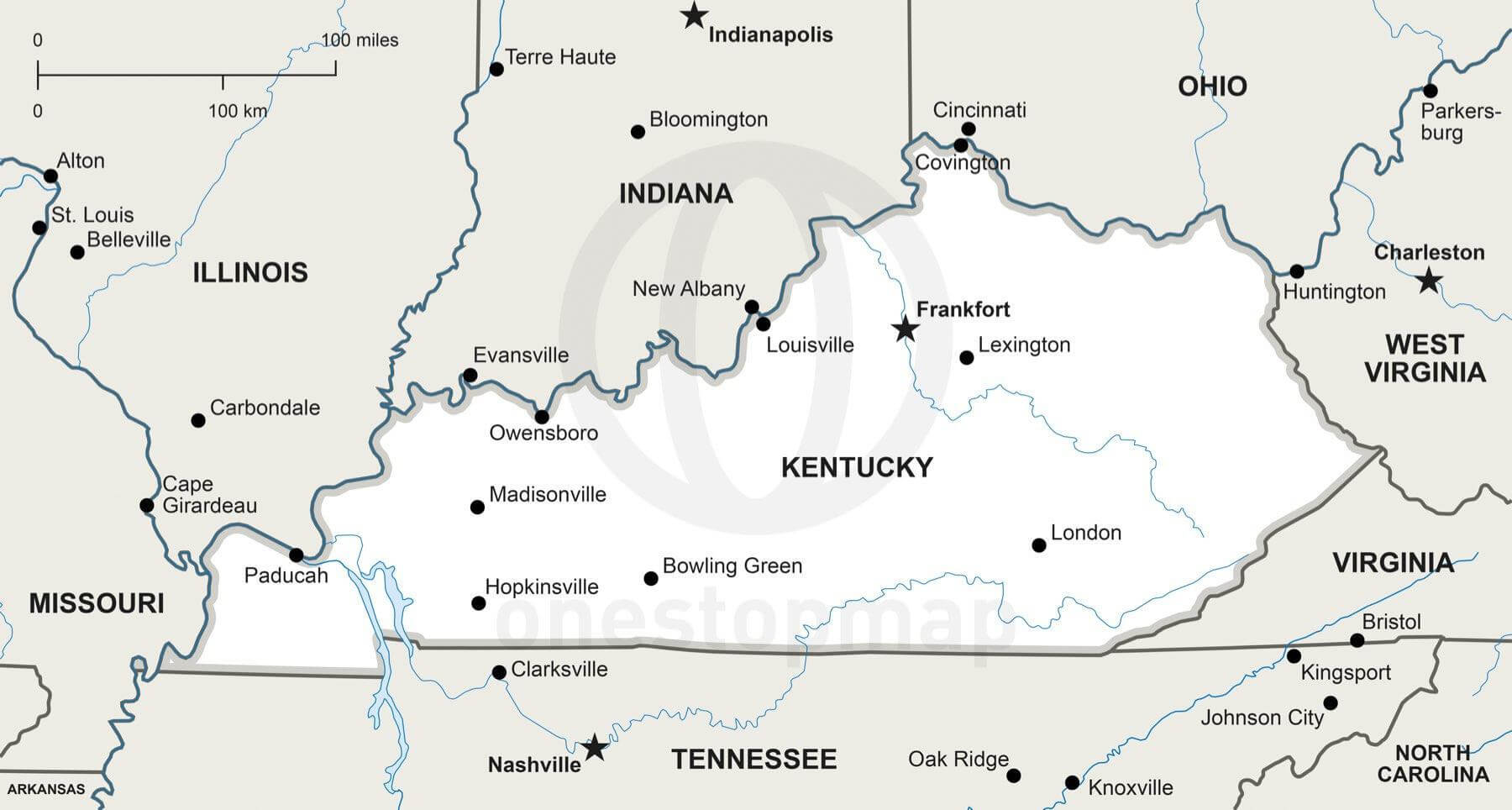 Vector Map Of Kentucky Political One Stop Map