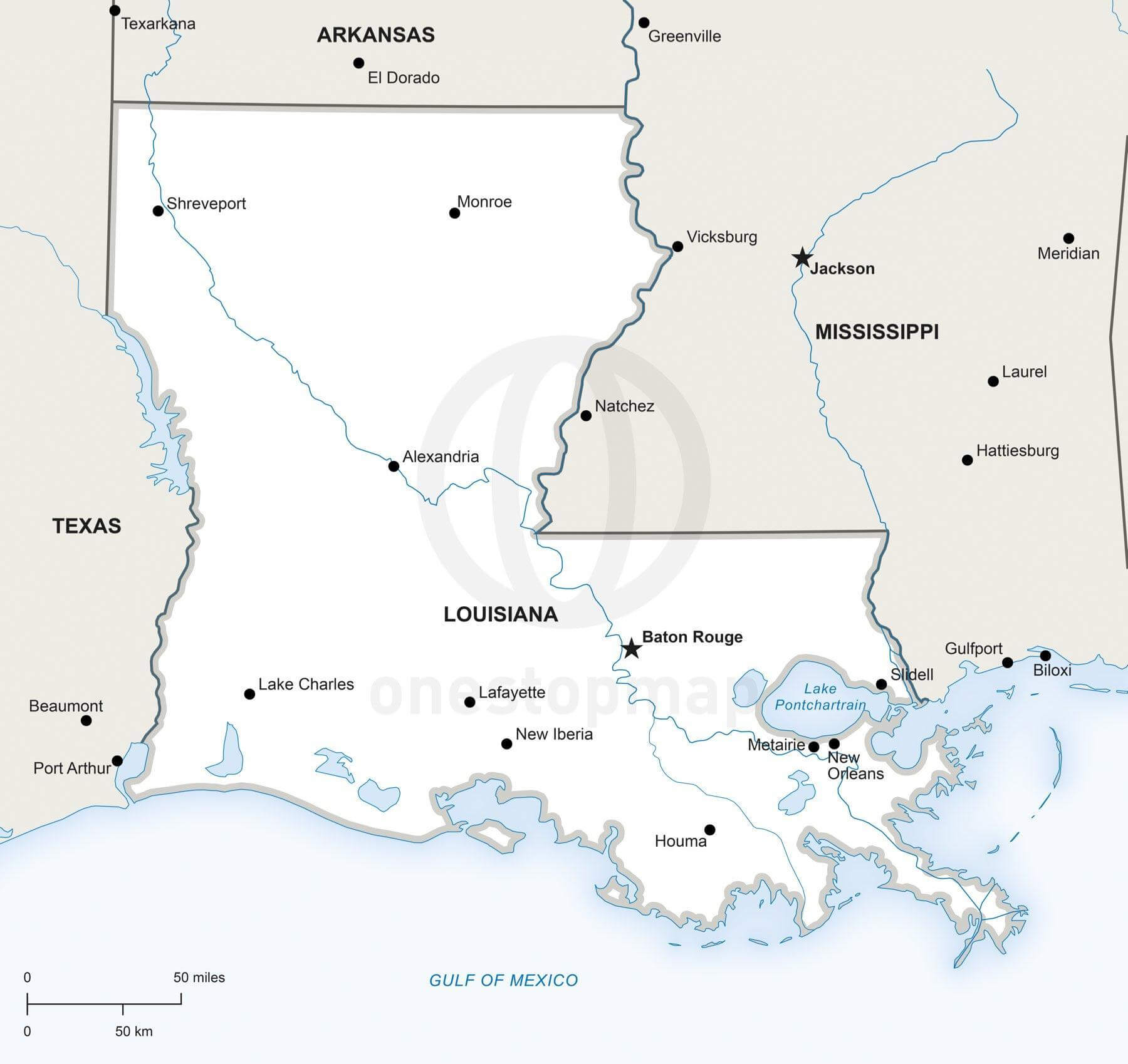 Vector Map Of Louisiana Political One Stop Map