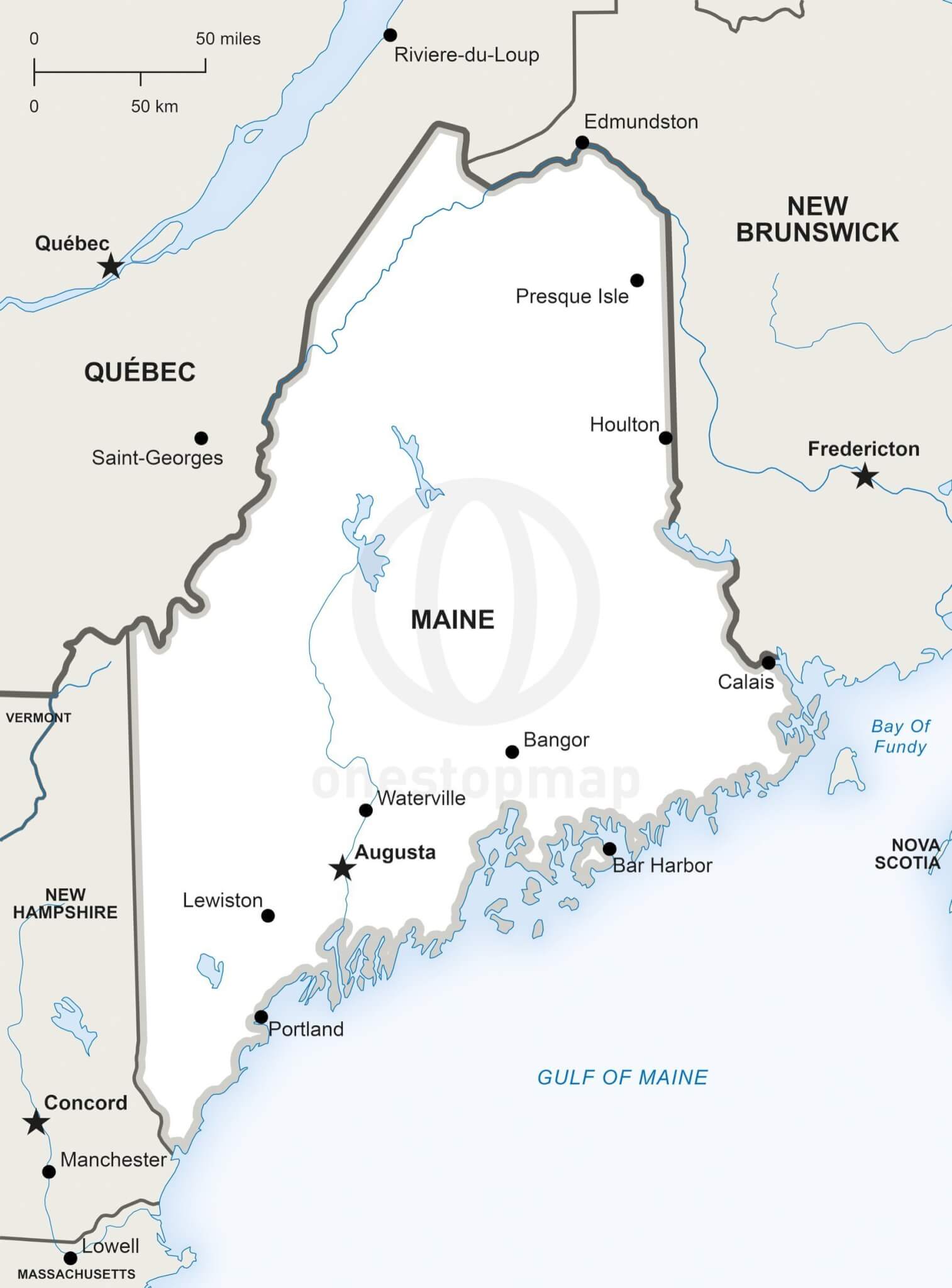 Vector Map Of Maine Political One Stop Map