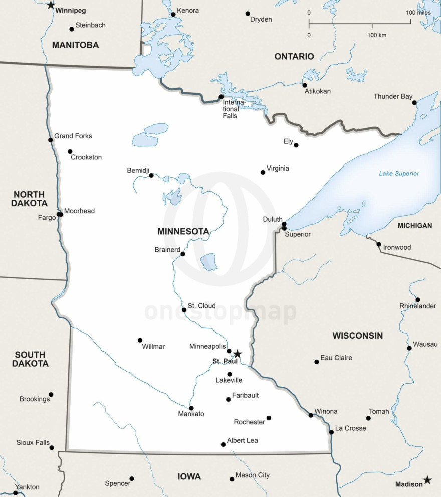 Vector map of Minnesota political