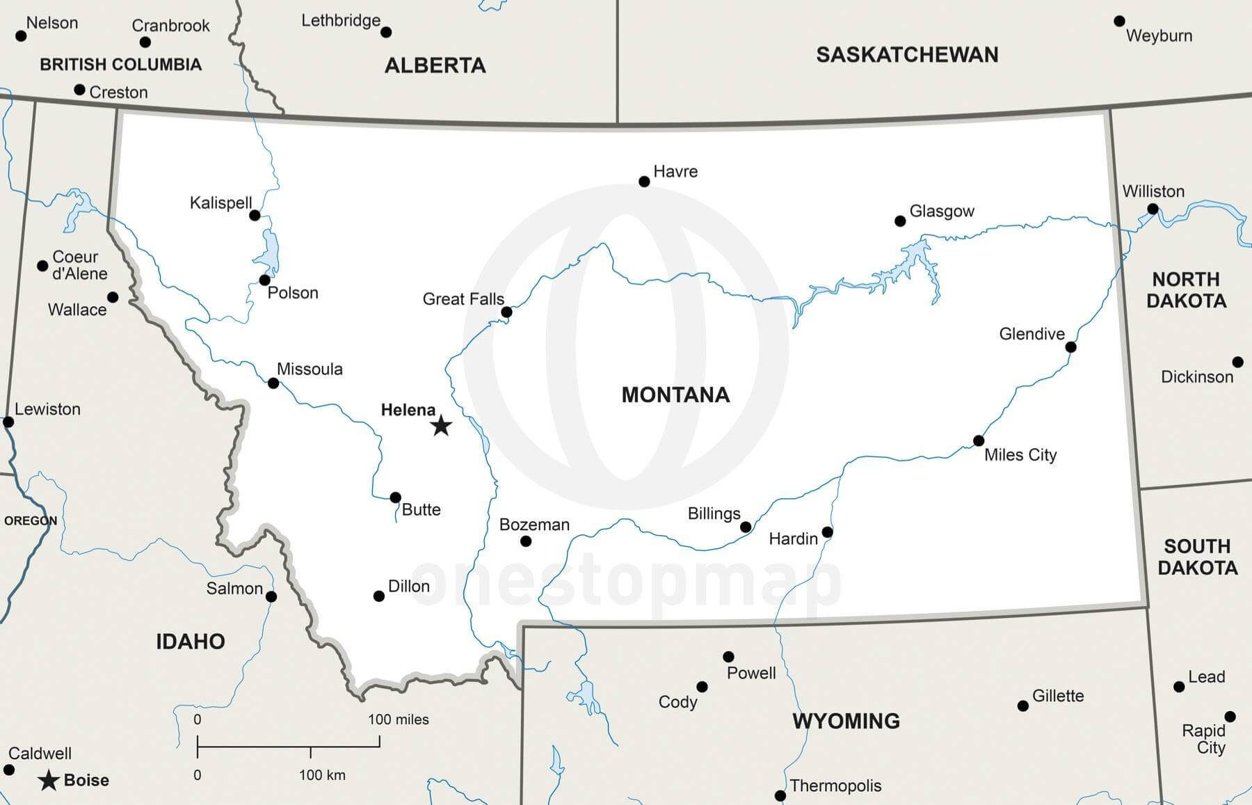 Vector map of Montana political