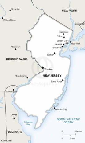 Vector map of New Jersey political