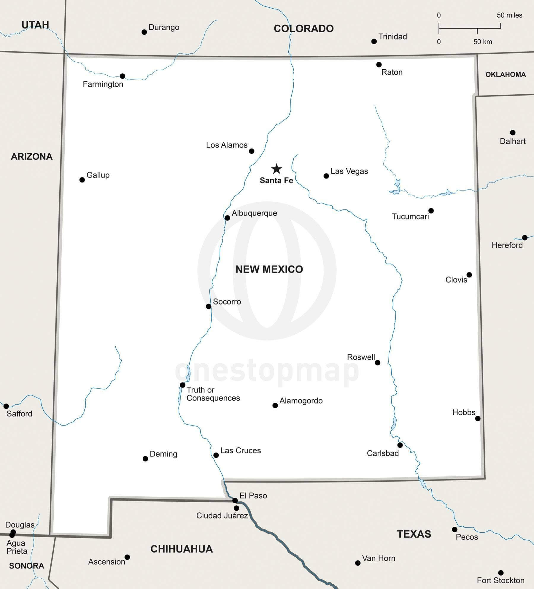 Vector map of New Mexico political