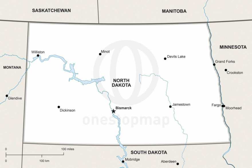 Vector map of North Dakota political