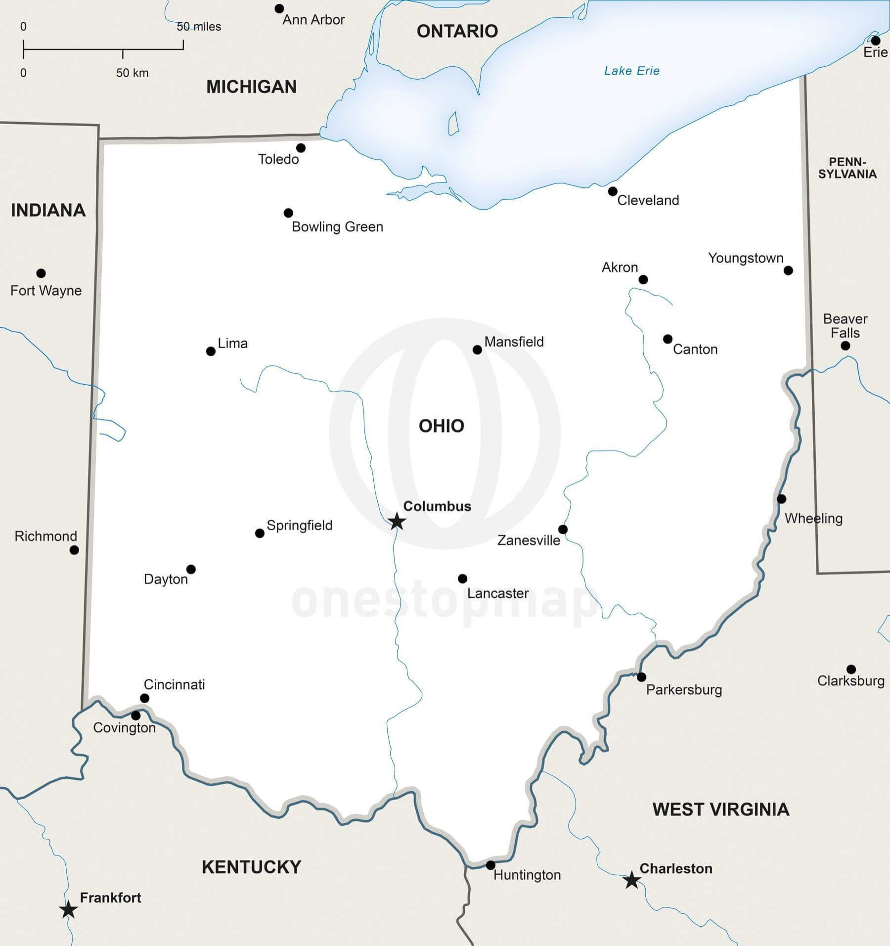 Vector Map Of Ohio Political One Stop Map