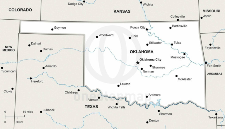 Vector map of Oklahoma political
