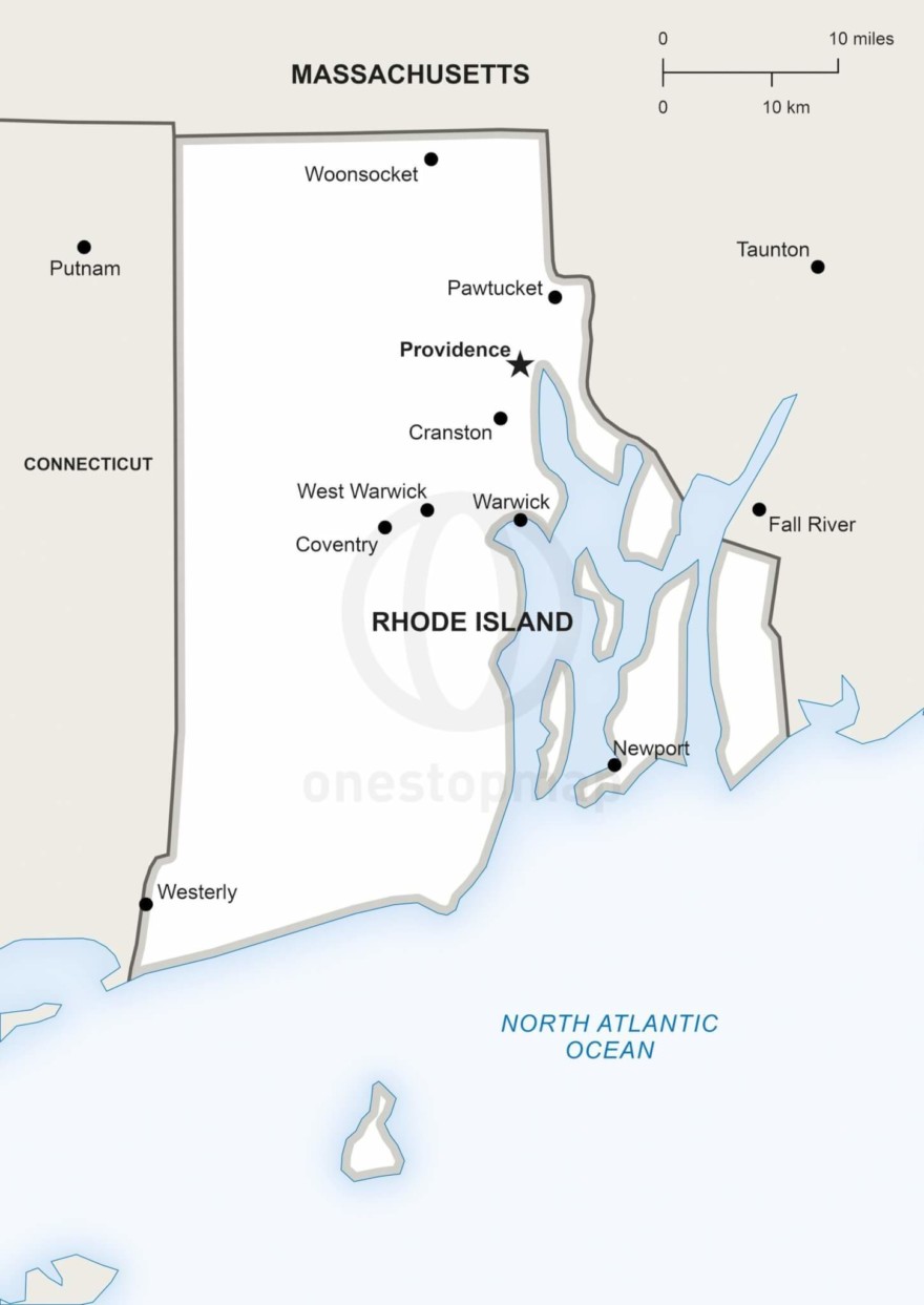 Vector map of Rhode Island political