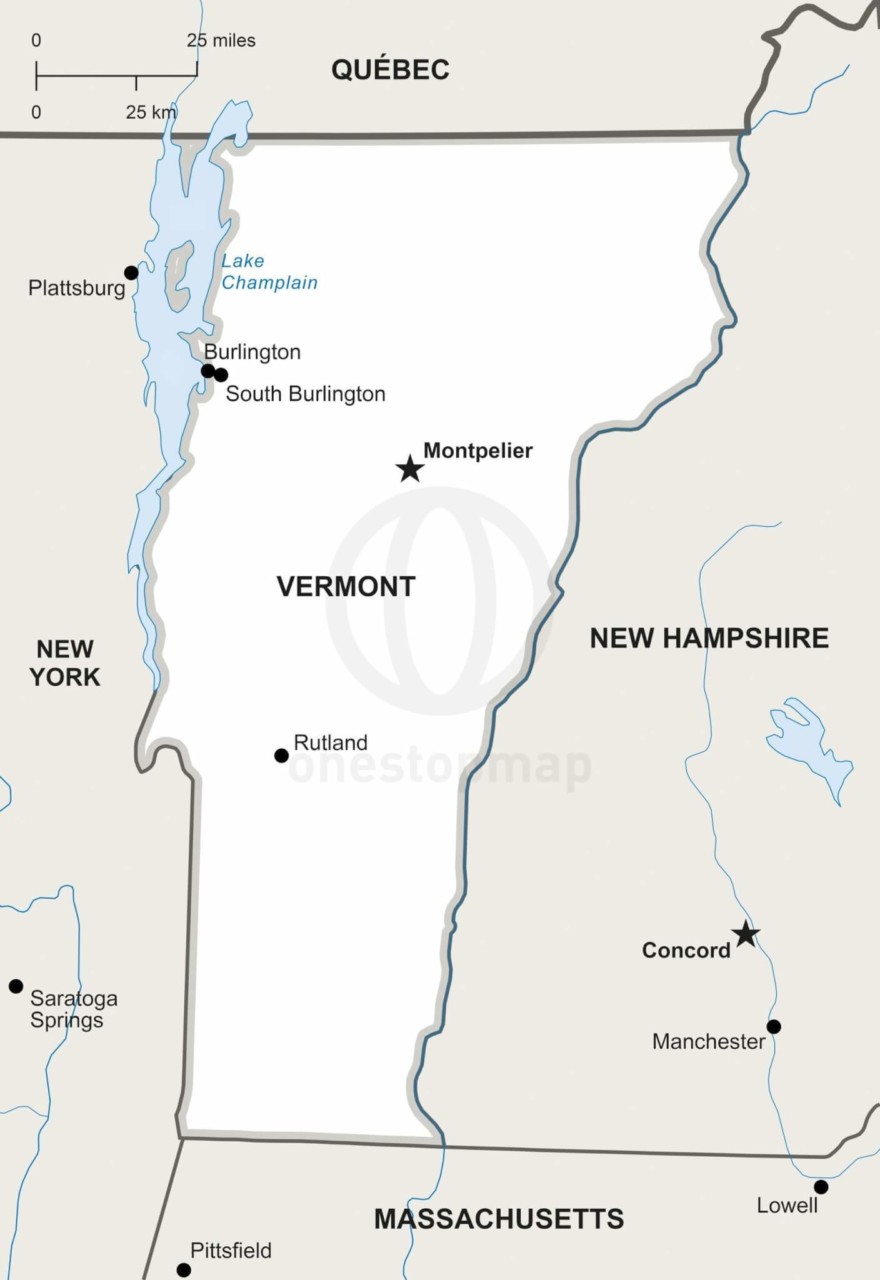 Vector map of Vermont political