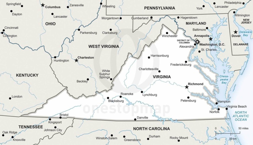 Vector map of Virginia political