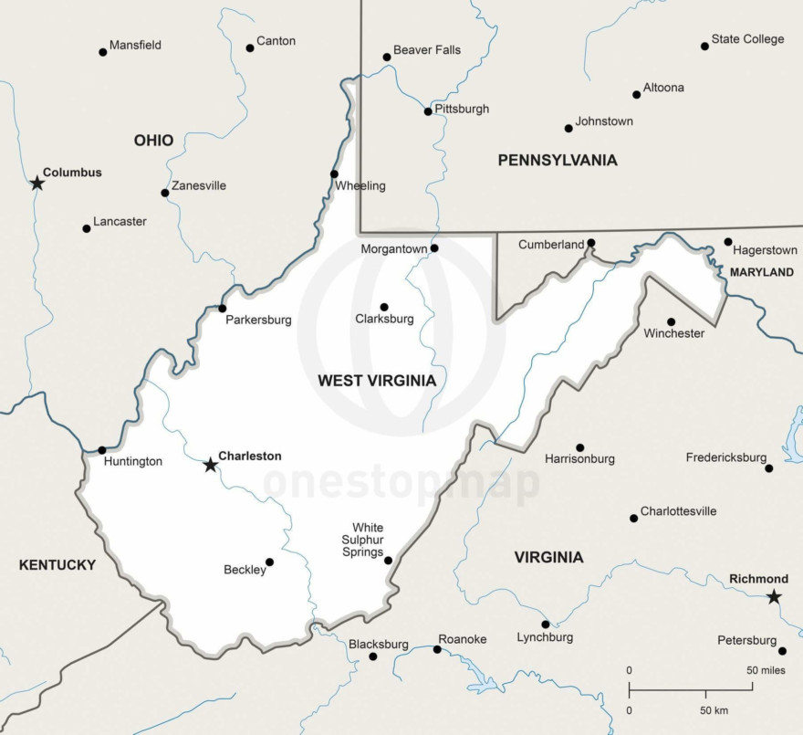 Vector map of West Virginia political