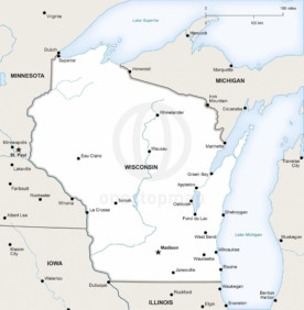 Vector map of Wisconsin political