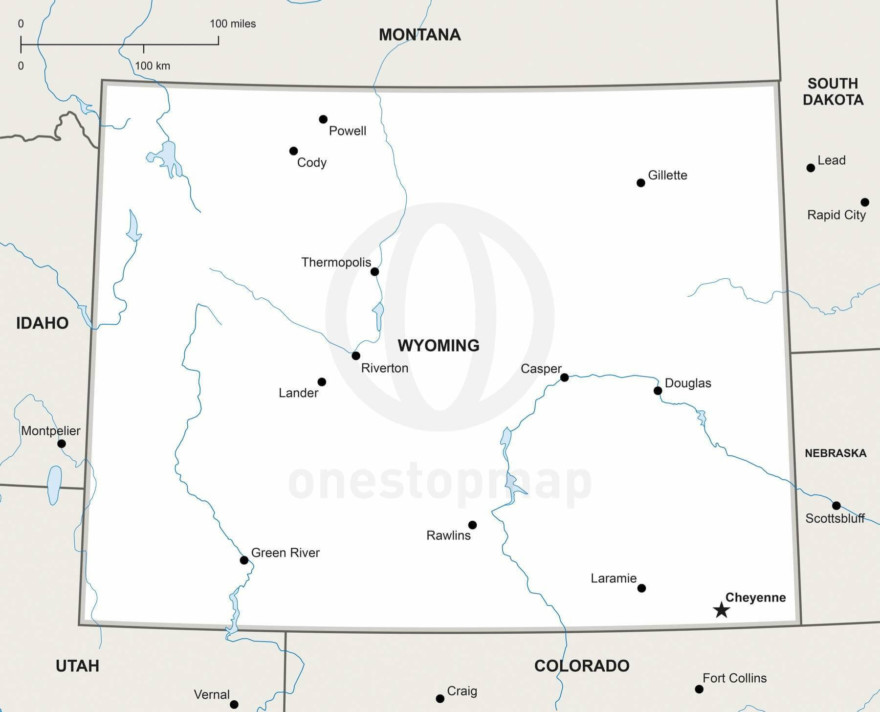 Vector map of Wyoming political