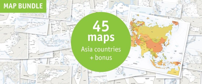 Map bundle Asia countries political