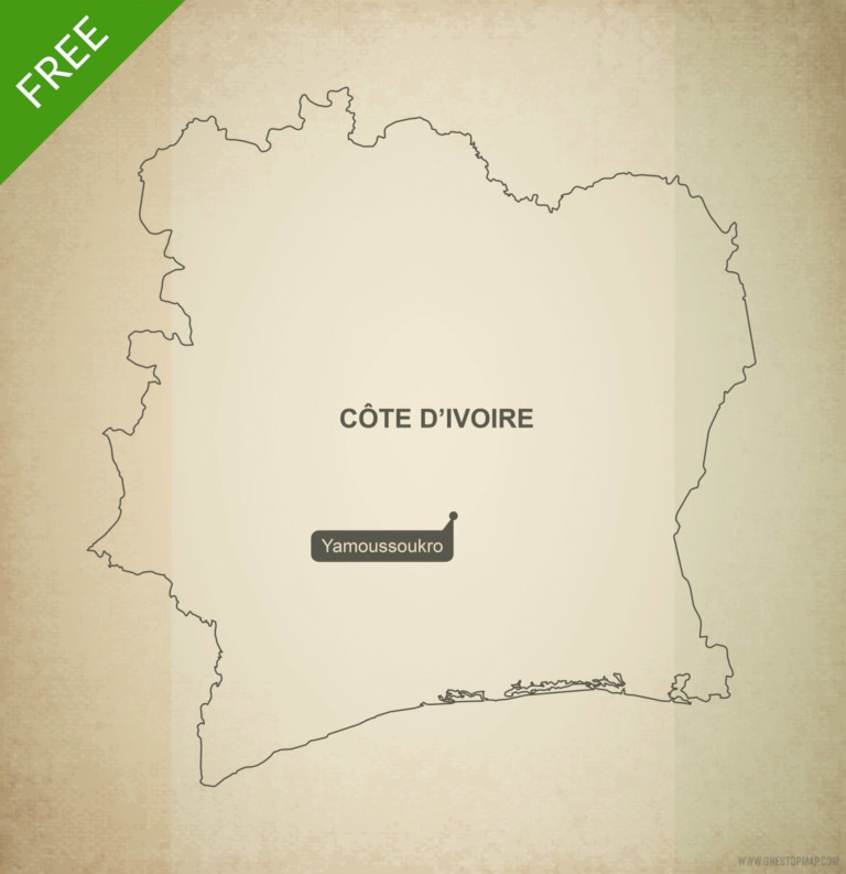 Free vector map of Ivory Coast outline