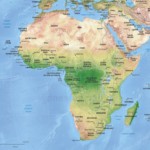 Vector map of Africa continent political with shaded relief