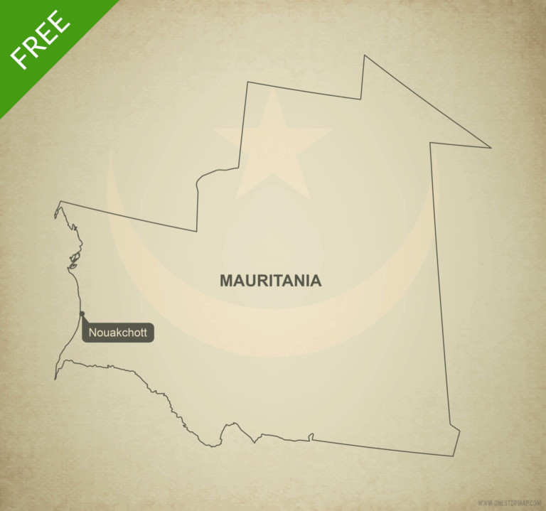 Free vector map of Mauritania outline