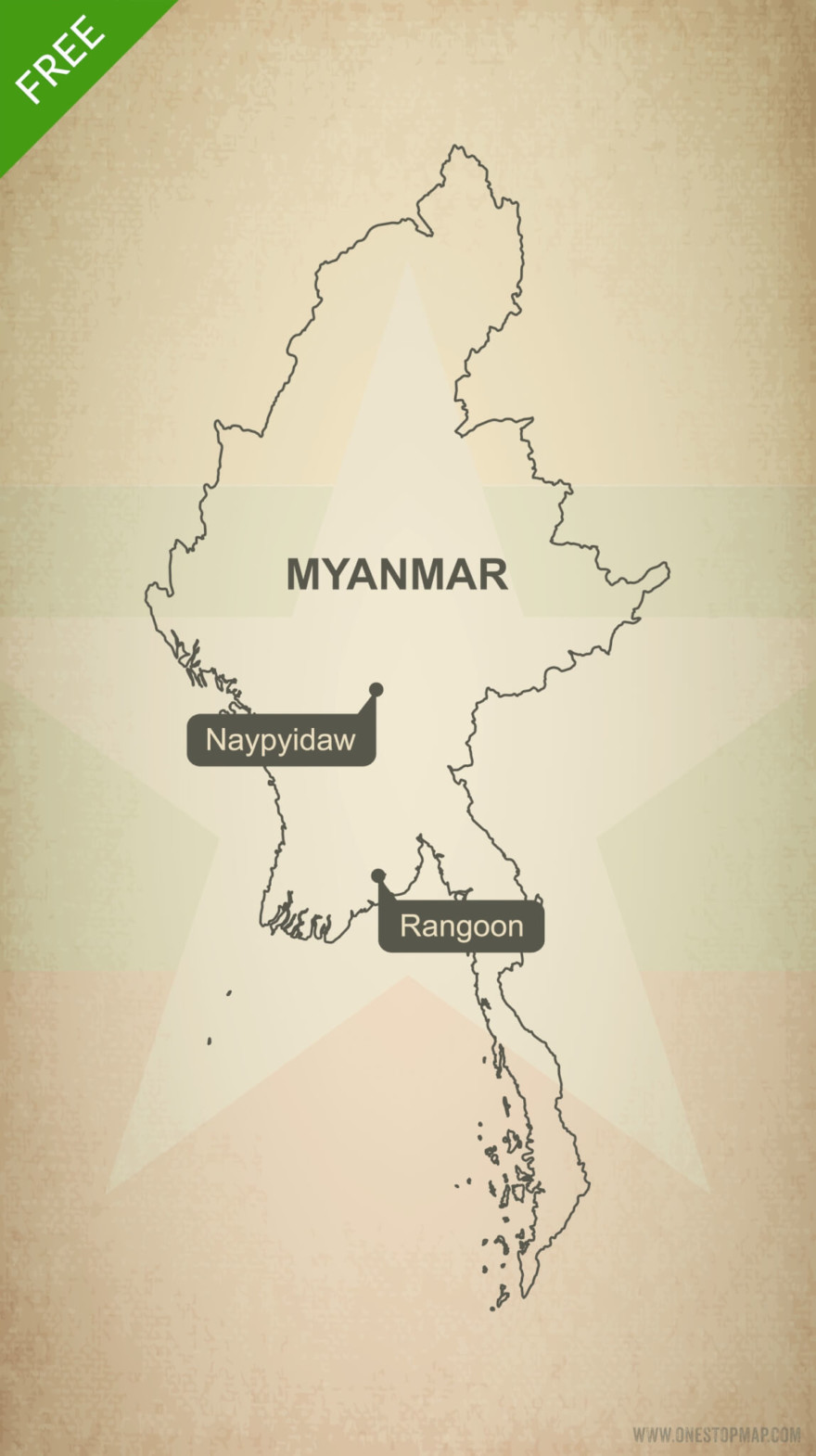 Free vector map of Myanmar outline