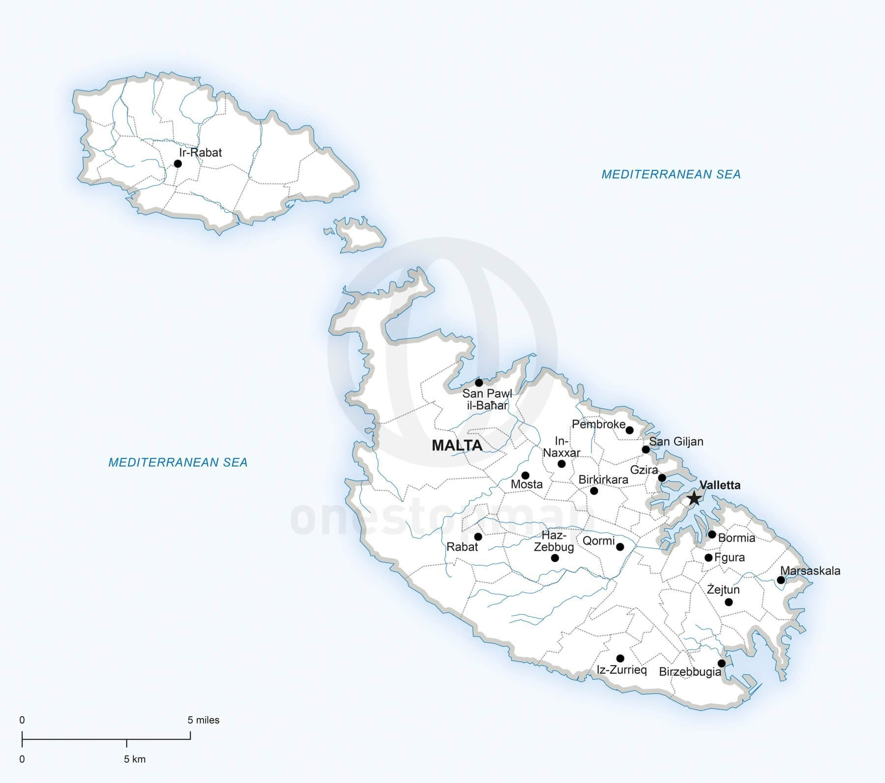 Vector Map Of Malta Political One Stop Map