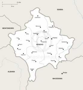 Vector map of Kosovo political