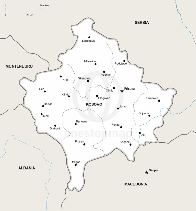 Vector map of Kosovo political