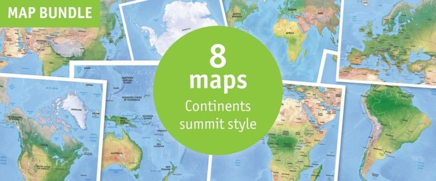 Map bundle continents political summit style