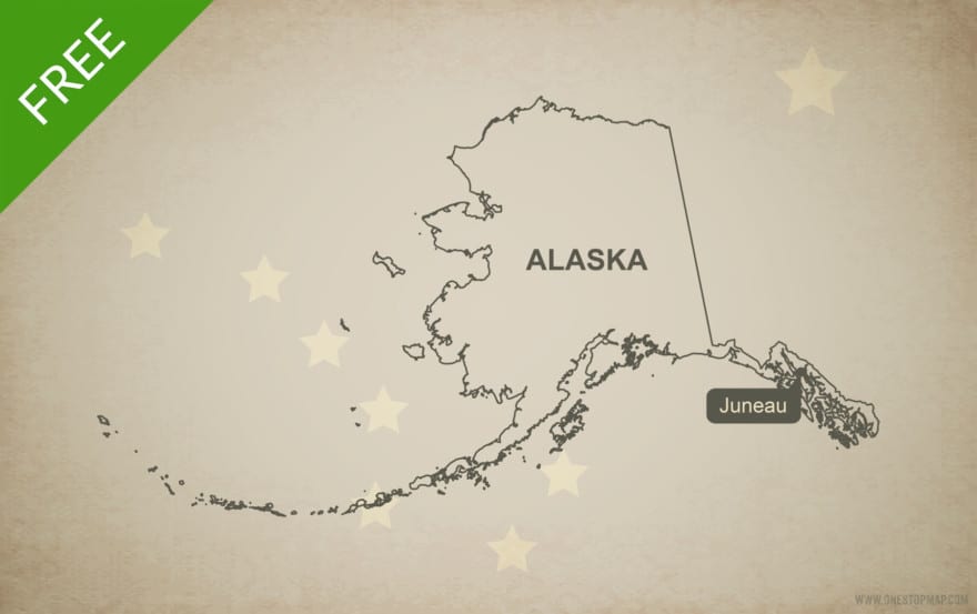 Free blank outline map of the U.S. state of Alaska