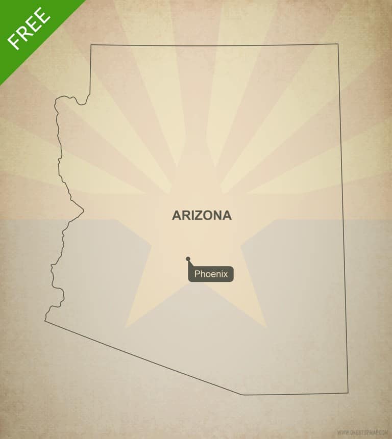 Free blank outline map of the U.S. state of Arizona
