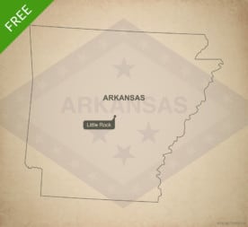 Free blank outline map of the U.S. state of Arkansas