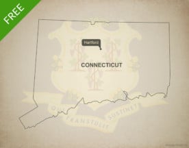 Free blank outline map of the U.S. state of Connecticut