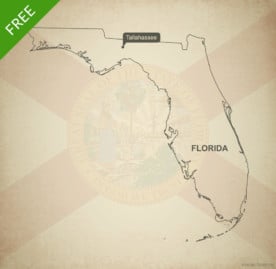 Free blank outline map of the U.S. state of Florida