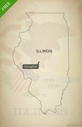 Free blank outline map of the U.S. state of Illinois