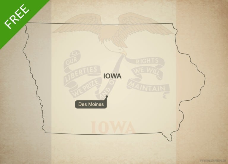 Free blank outline map of the U.S. state of Iowa