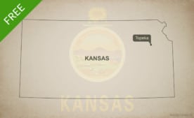 Free blank outline map of the U.S. state of Kansas
