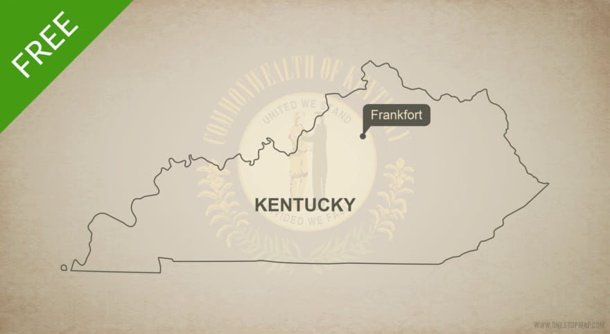 Free blank outline map of the U.S. state of Kentucky