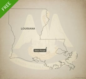 Free blank outline map of the U.S. state of Louisiana