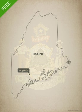 Free blank outline map of the U.S. state of Maine
