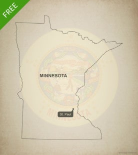 Free blank outline map of the U.S. state of Minnesota