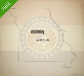 Free blank outline map of the U.S. state of Missouri