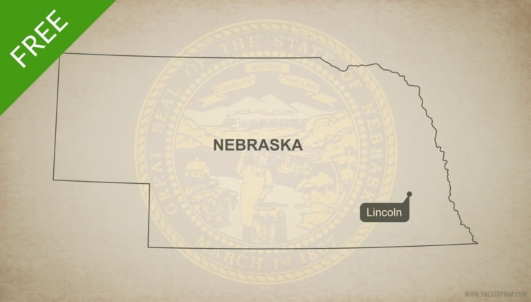 Free blank outline map of the U.S. state of Nebraska
