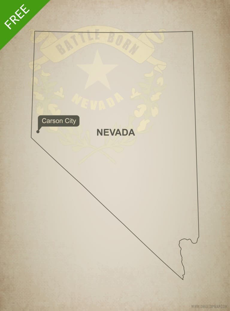 Free blank outline map of the U.S. state of Nevada