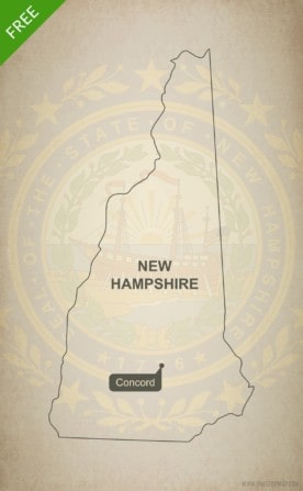 Free blank outline map of the U.S. state of New Hampshire