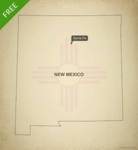 Free blank outline map of the U.S. state of New Mexico