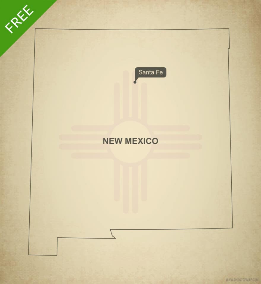 Free Vector Map Of New Mexico Outline One Stop Map