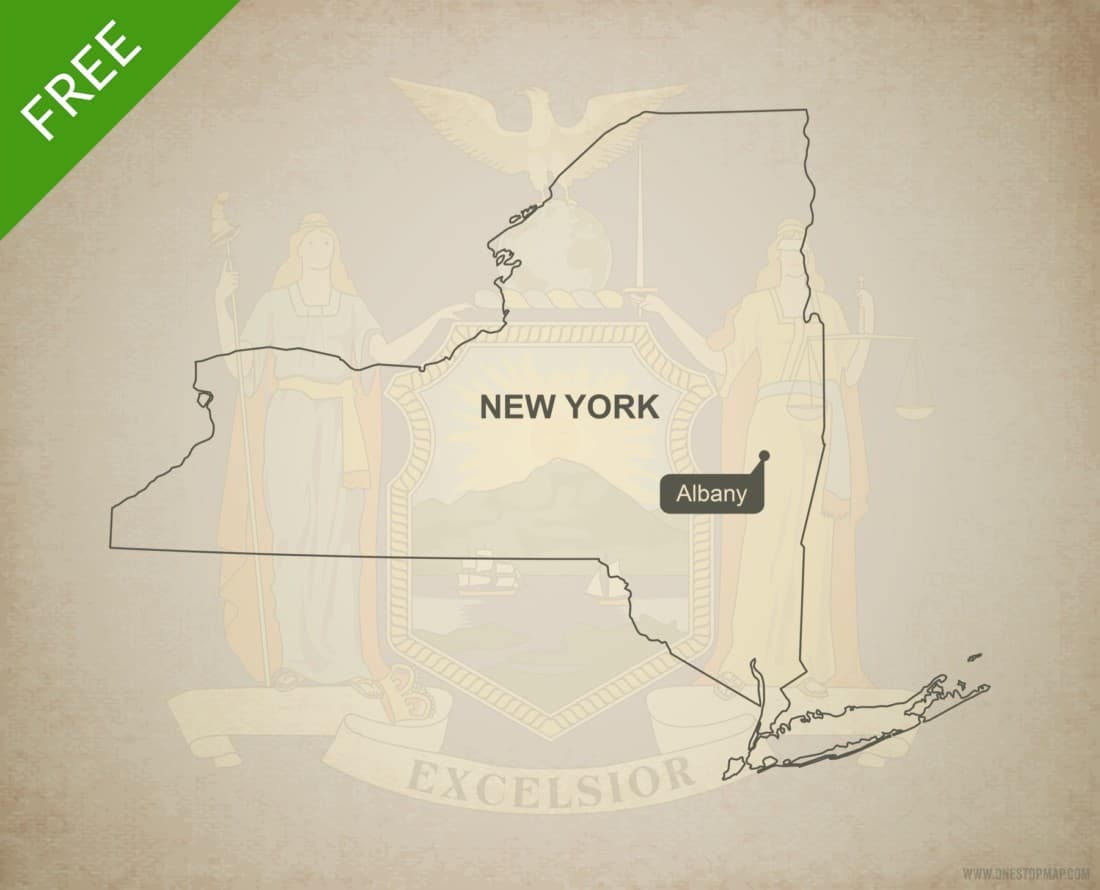 Free vector map of New York outline | One Stop Map