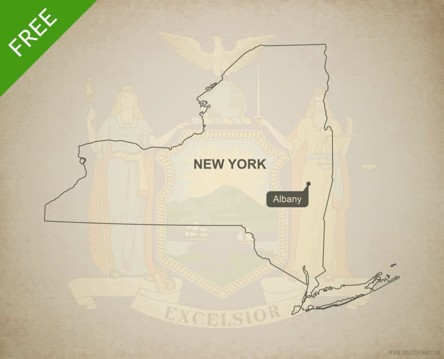 Free blank outline map of the U.S. state of New York