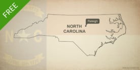 Free blank outline map of the U.S. state of North Carolina