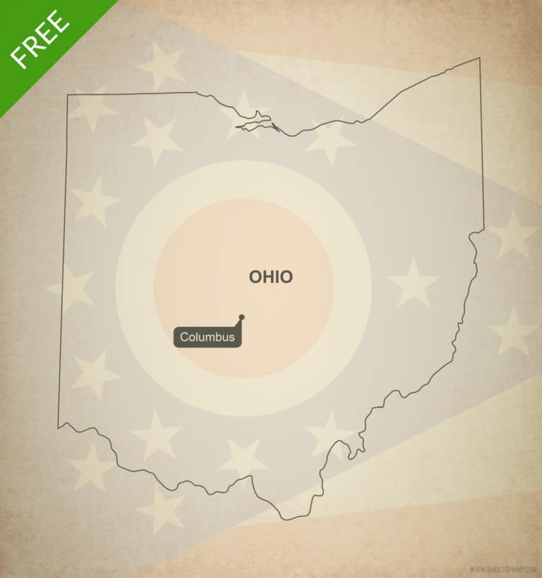 Free blank outline map of the U.S. state of Ohio